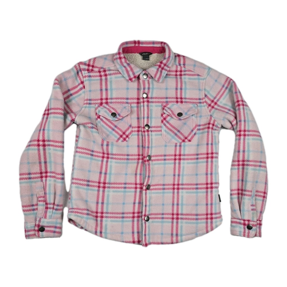 Eddie Bauer Kids Pink Plaid Fleece Lined Jacket Size‎ 10/12 Girls